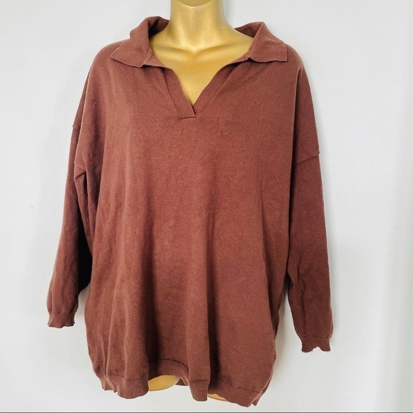Zara collar brown oversized sweater size medium - Picture 2 of 4